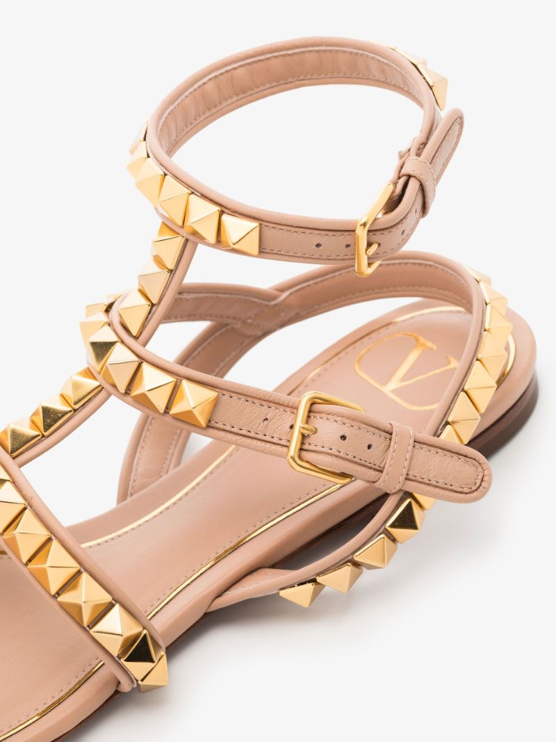 Pink Rockstud No Limit Caged Leather Sandals