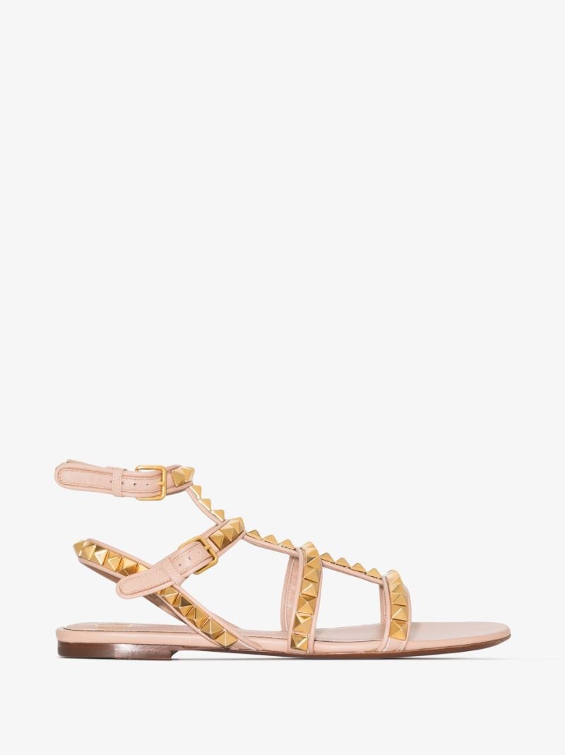 Pink Rockstud No Limit Caged Leather Sandals