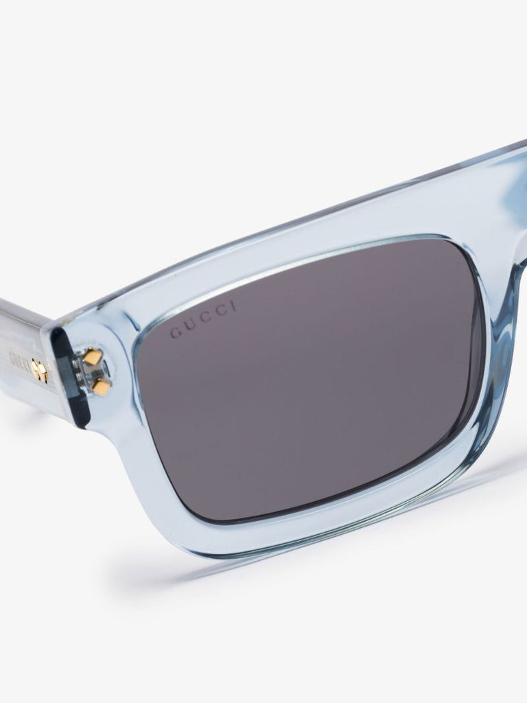 Blue Rectangular Transparent Sunglasses