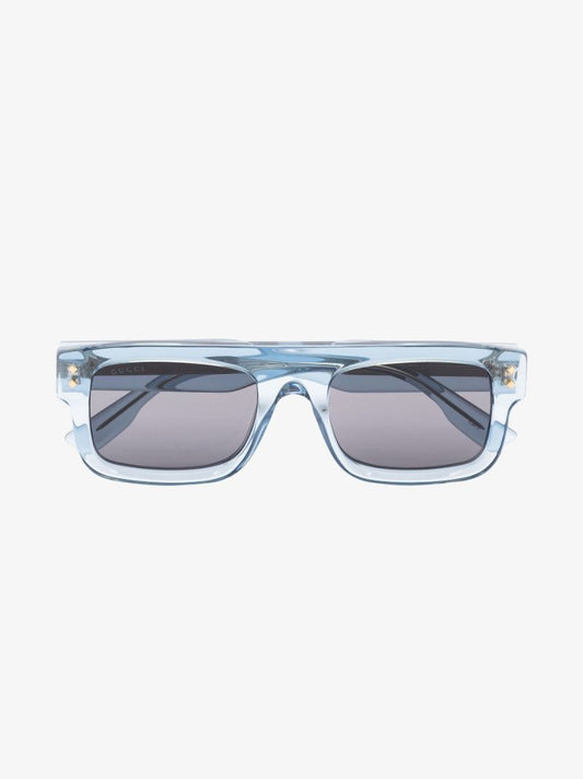Blue Rectangular Transparent Sunglasses