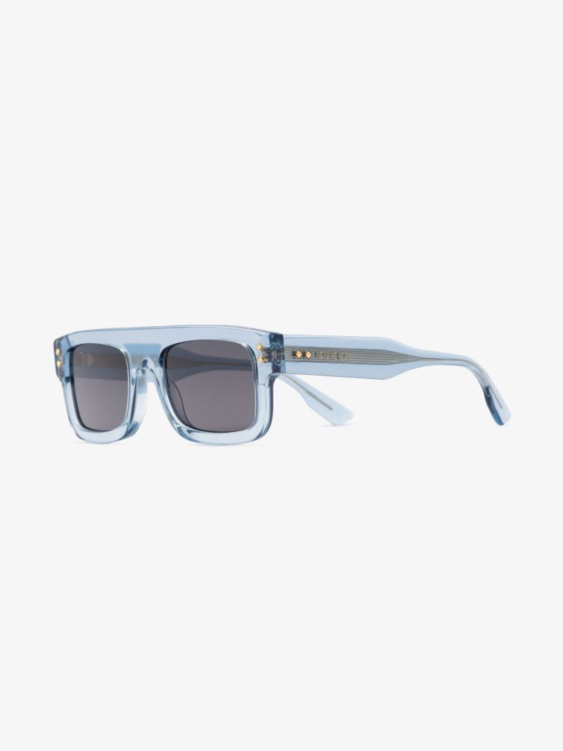 Blue Rectangular Transparent Sunglasses
