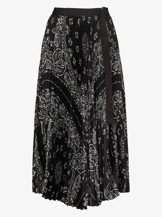 Bandana Print Pleated Skirt