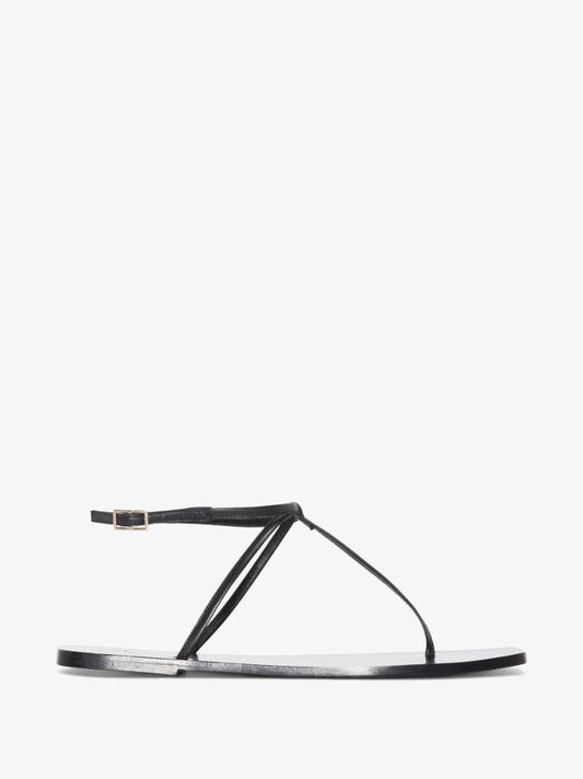 Black Alessandria Leather Sandals