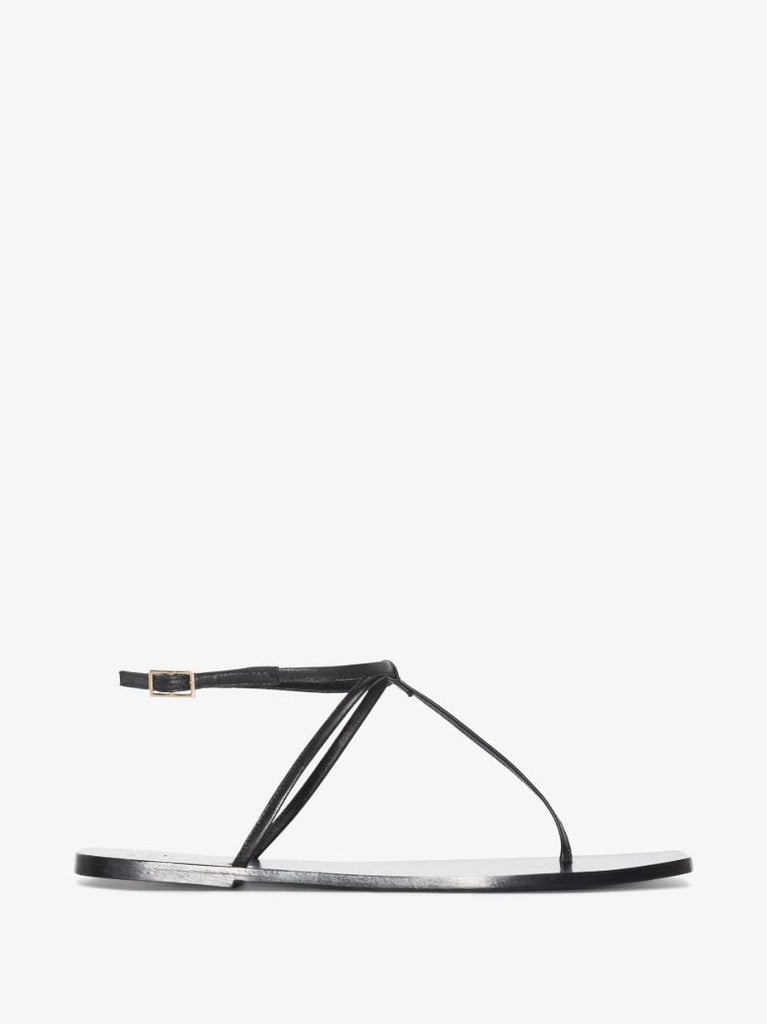 Black Alessandria Leather Sandals