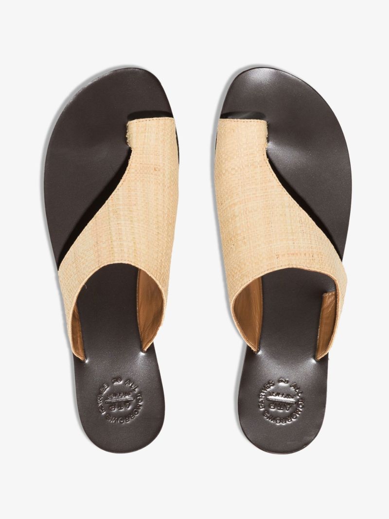 Neutral Rosa Cut-out Raffia Sandals