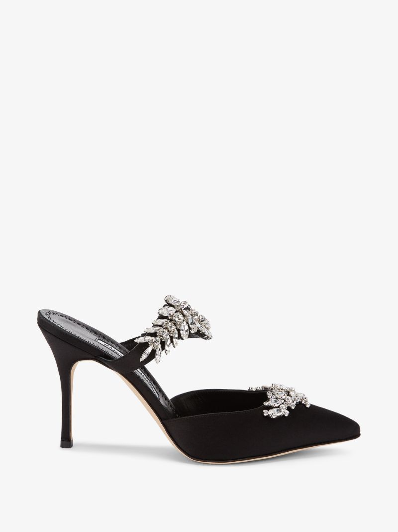 Black Lurum 90 Satin Mules