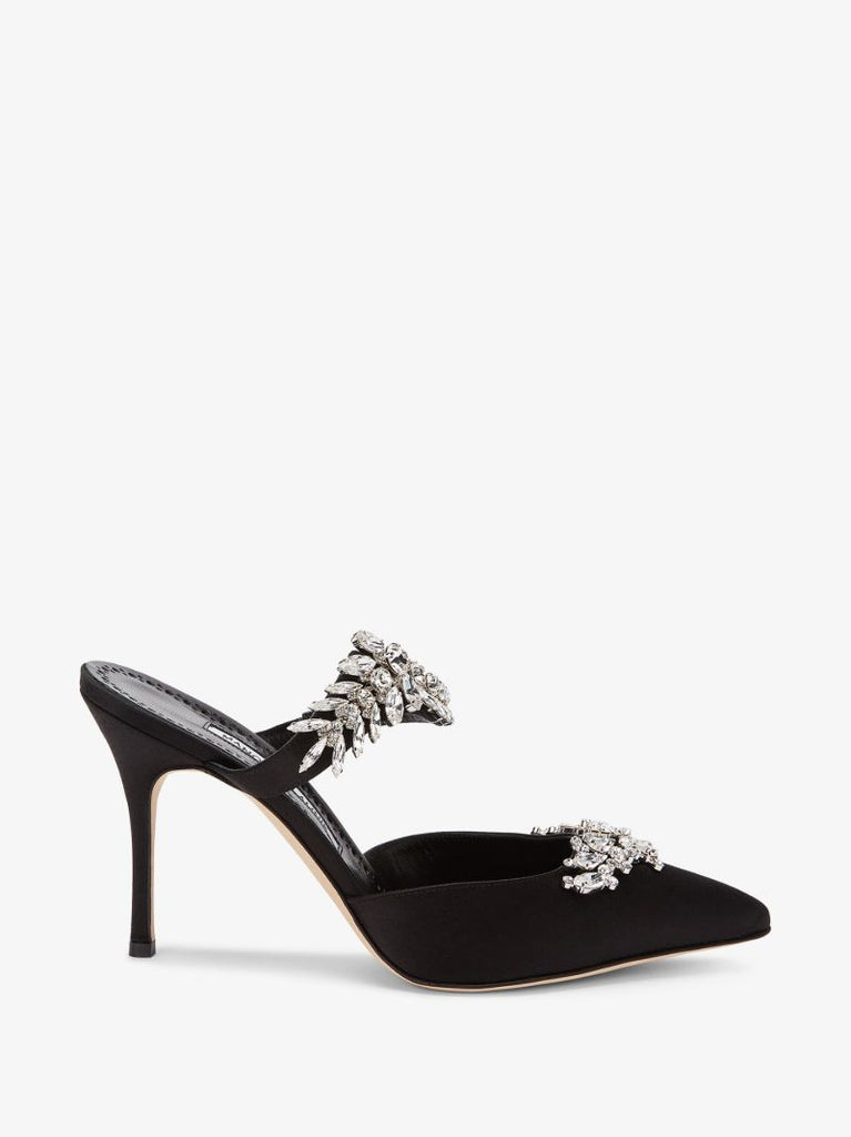 Black Lurum 90 Satin Mules