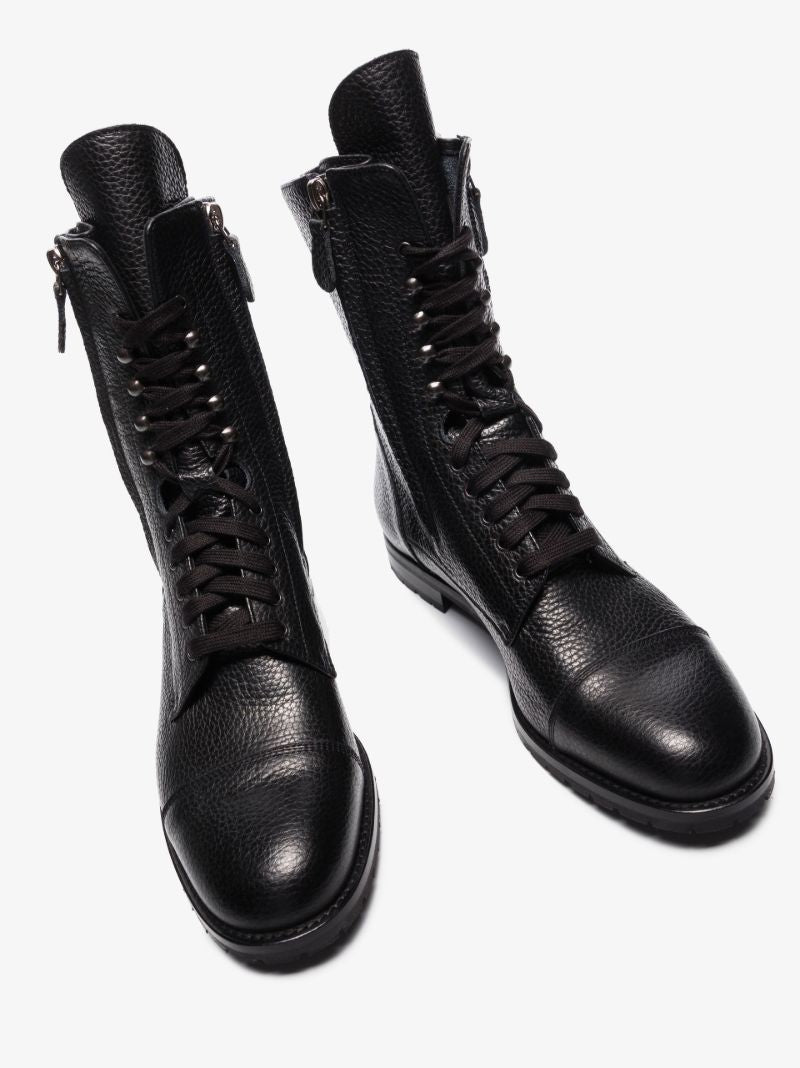 Black Campcha Leather Ankle Boots