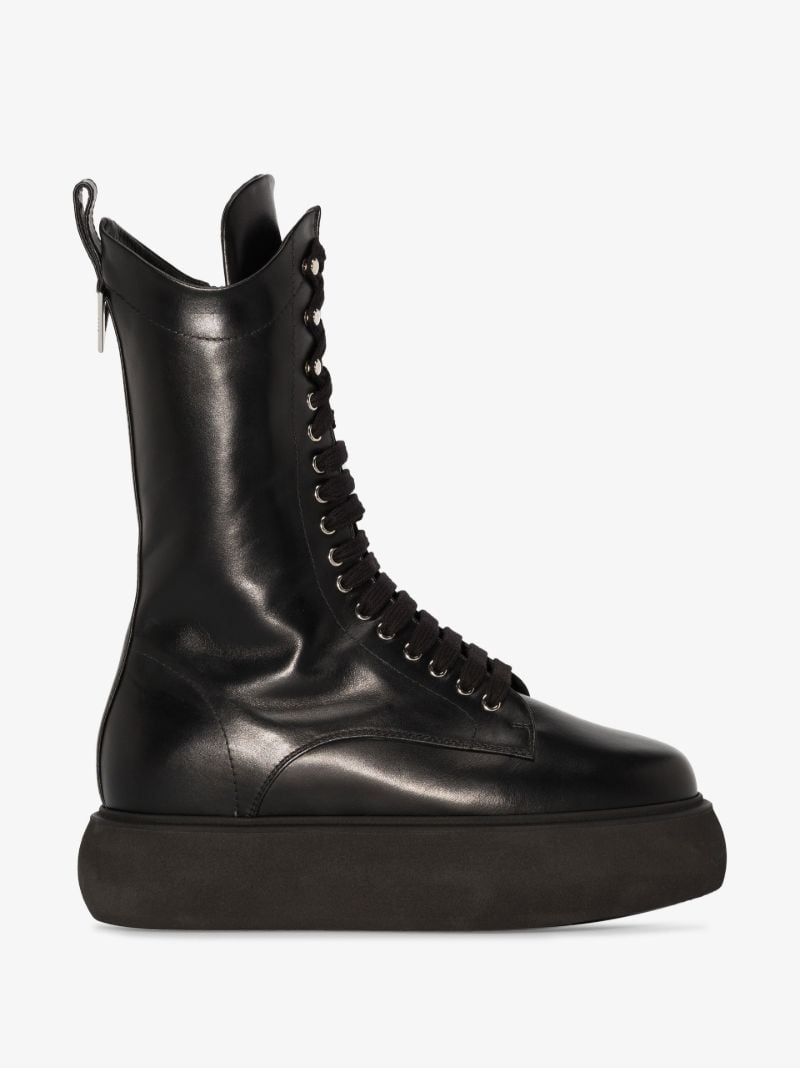 Black Selene Lace-up Leather Boots