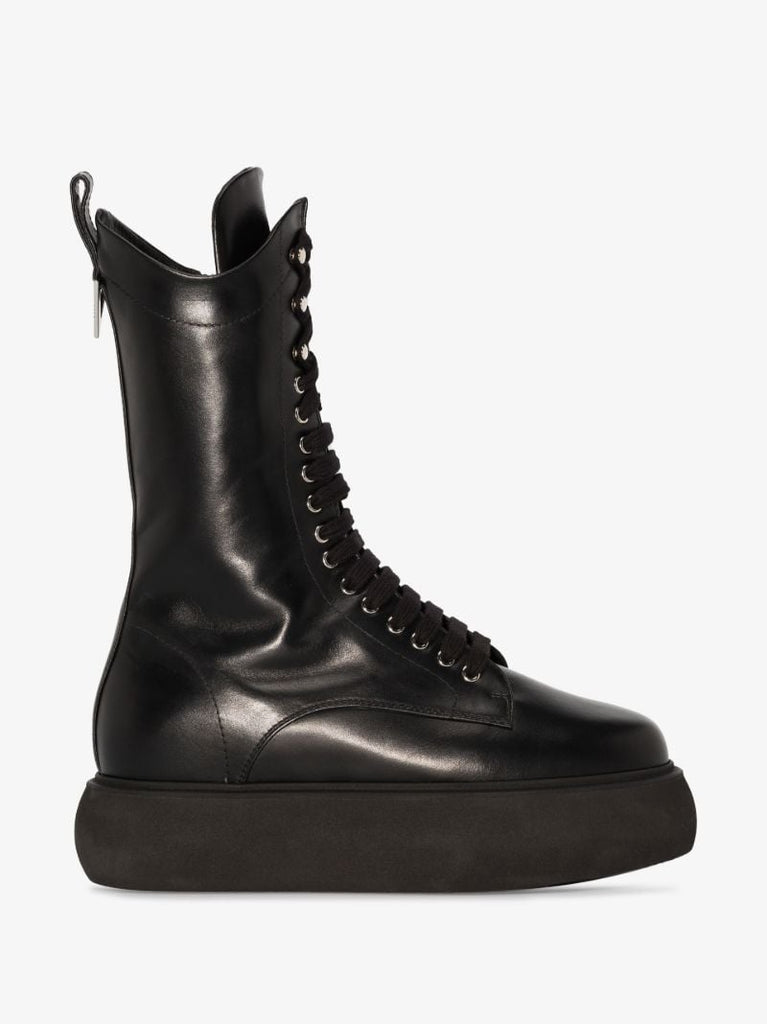 Black Selene Lace-up Leather Boots