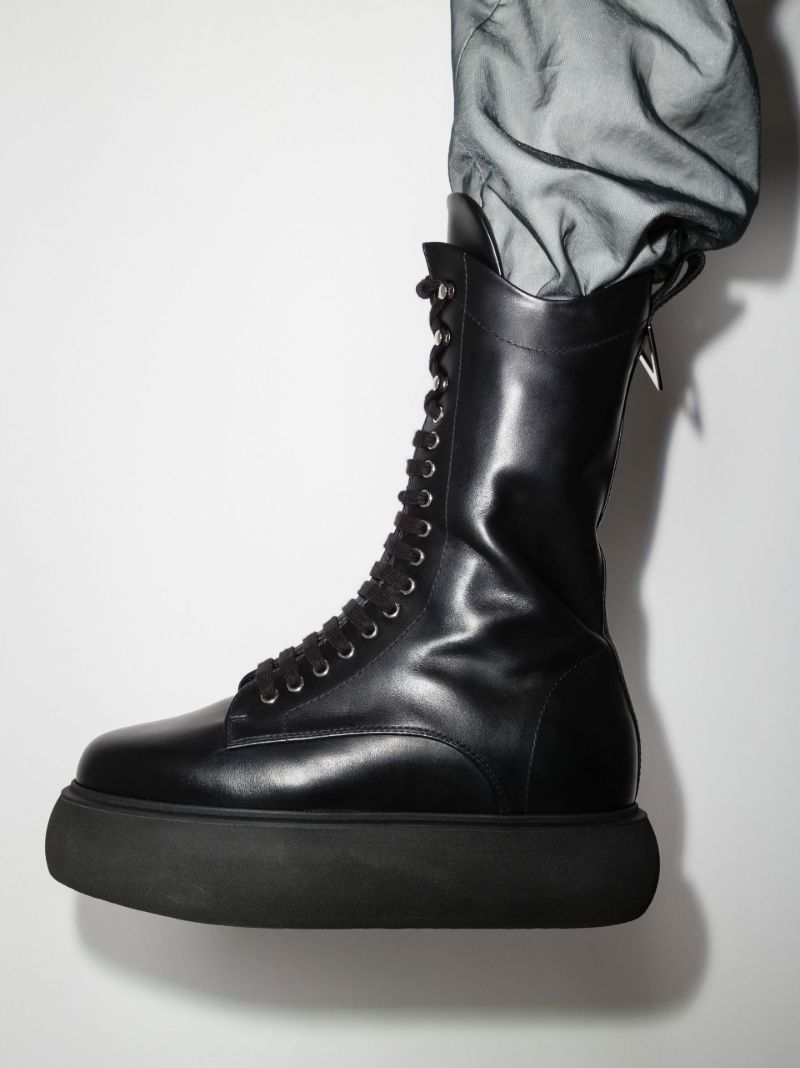 Black Selene Lace-up Leather Boots