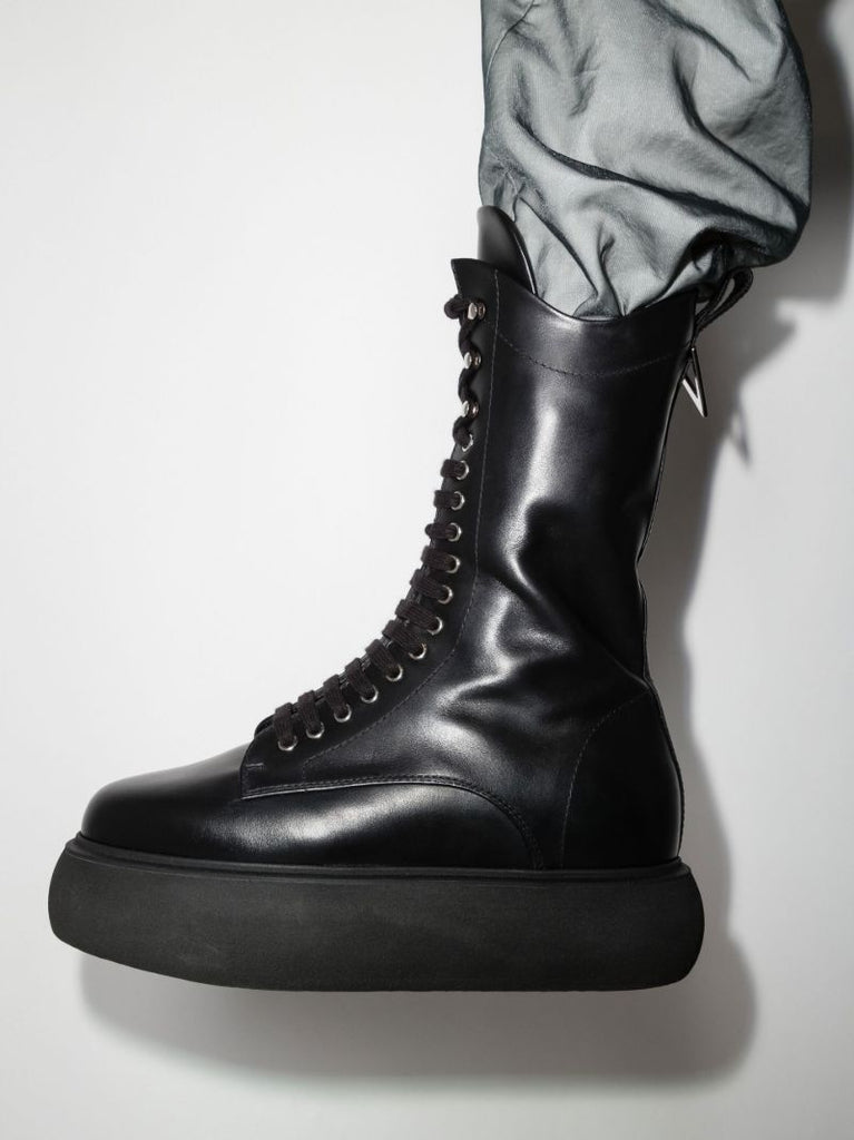 Black Selene Lace-up Leather Boots