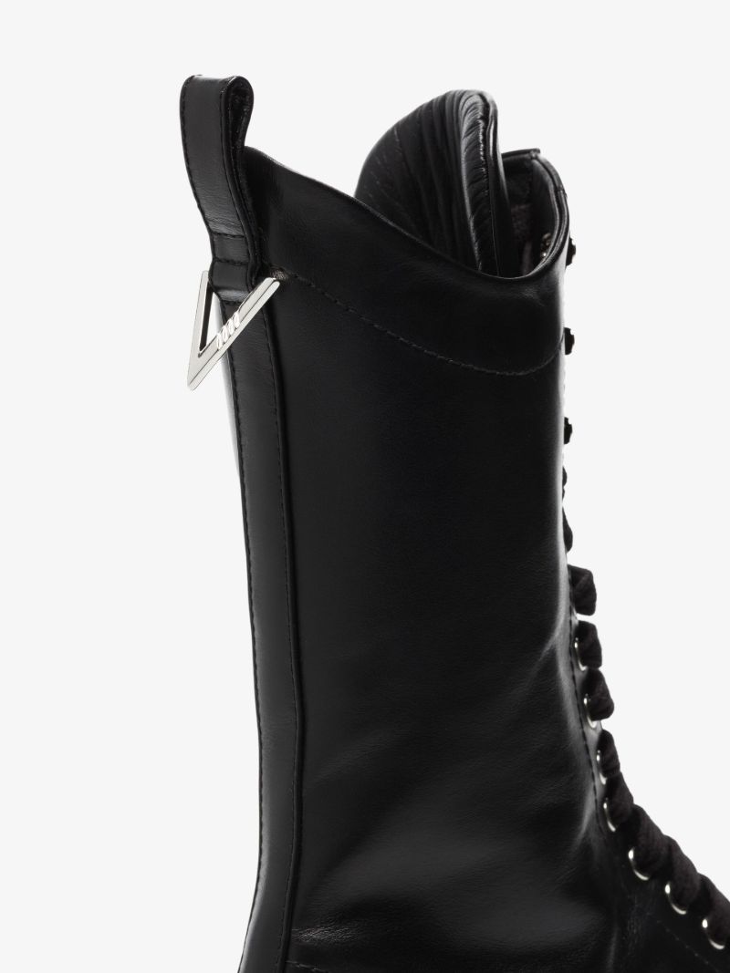 Black Selene Lace-up Leather Boots
