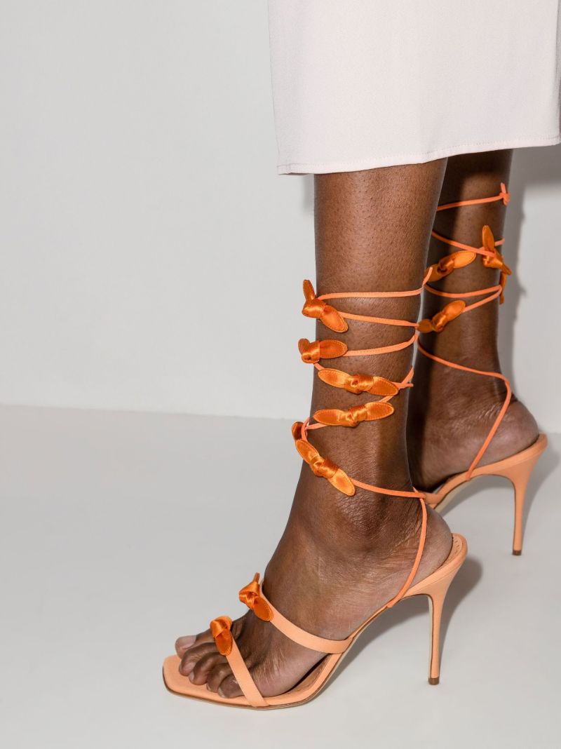 Orange Fiocco 105 Leather Bow Sandals