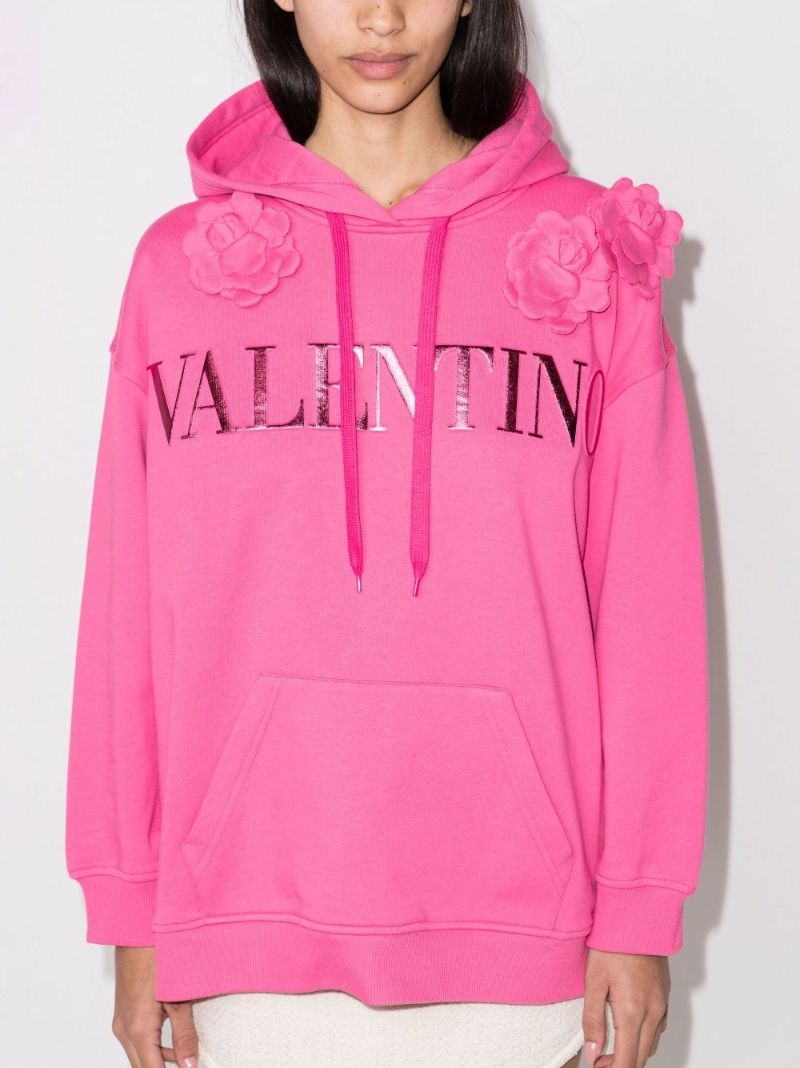 Floral AppliquÃ_x0083_Â© Cotton Hoodie