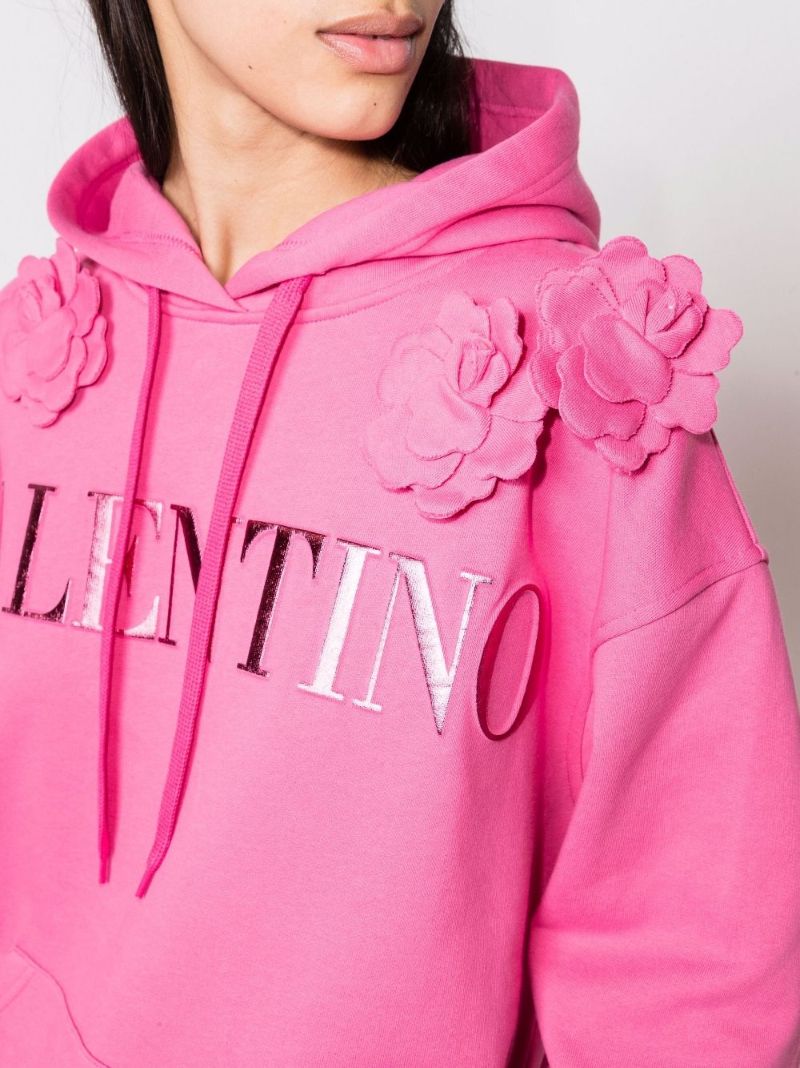 Floral AppliquÃ_x0083_Â© Cotton Hoodie