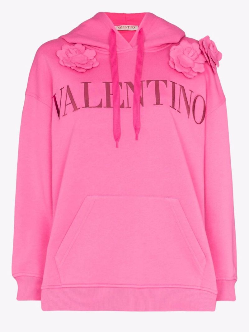 Floral AppliquÃ_x0083_Â© Cotton Hoodie