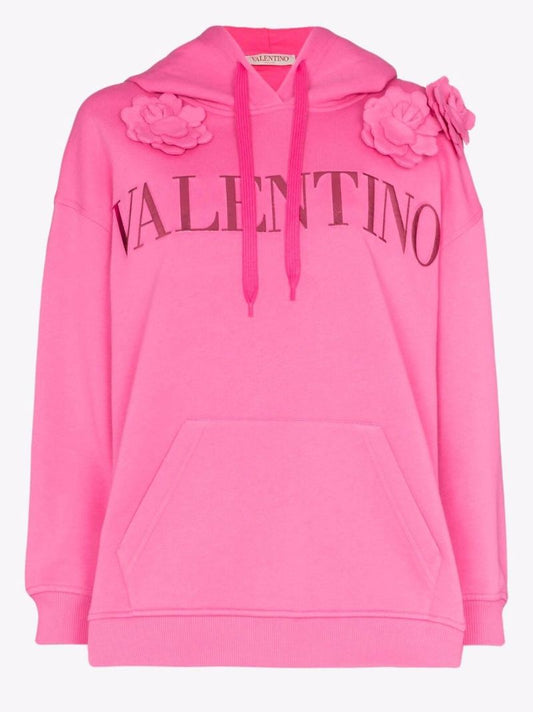 Floral AppliquÃ_x0083_Â© Cotton Hoodie