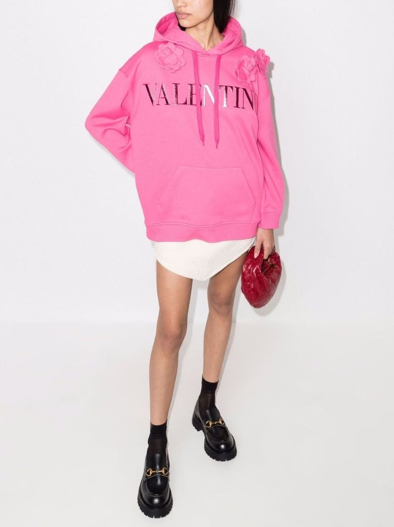 Floral AppliquÃ_x0083_Â© Cotton Hoodie
