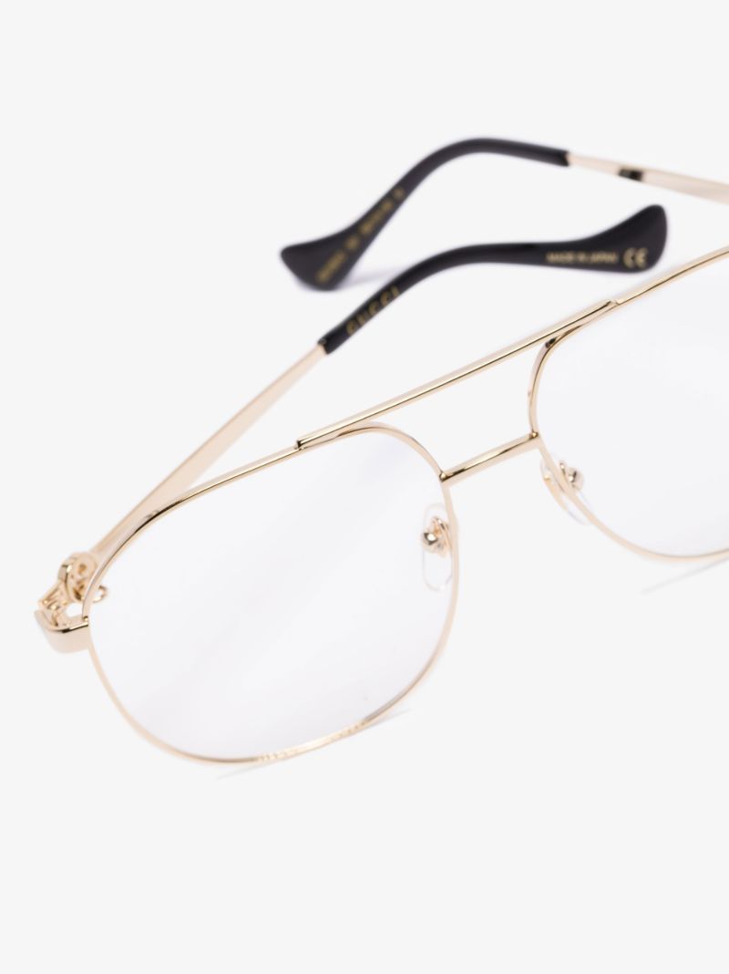 Gold Tone Metal Aviator-style Optical Glasses