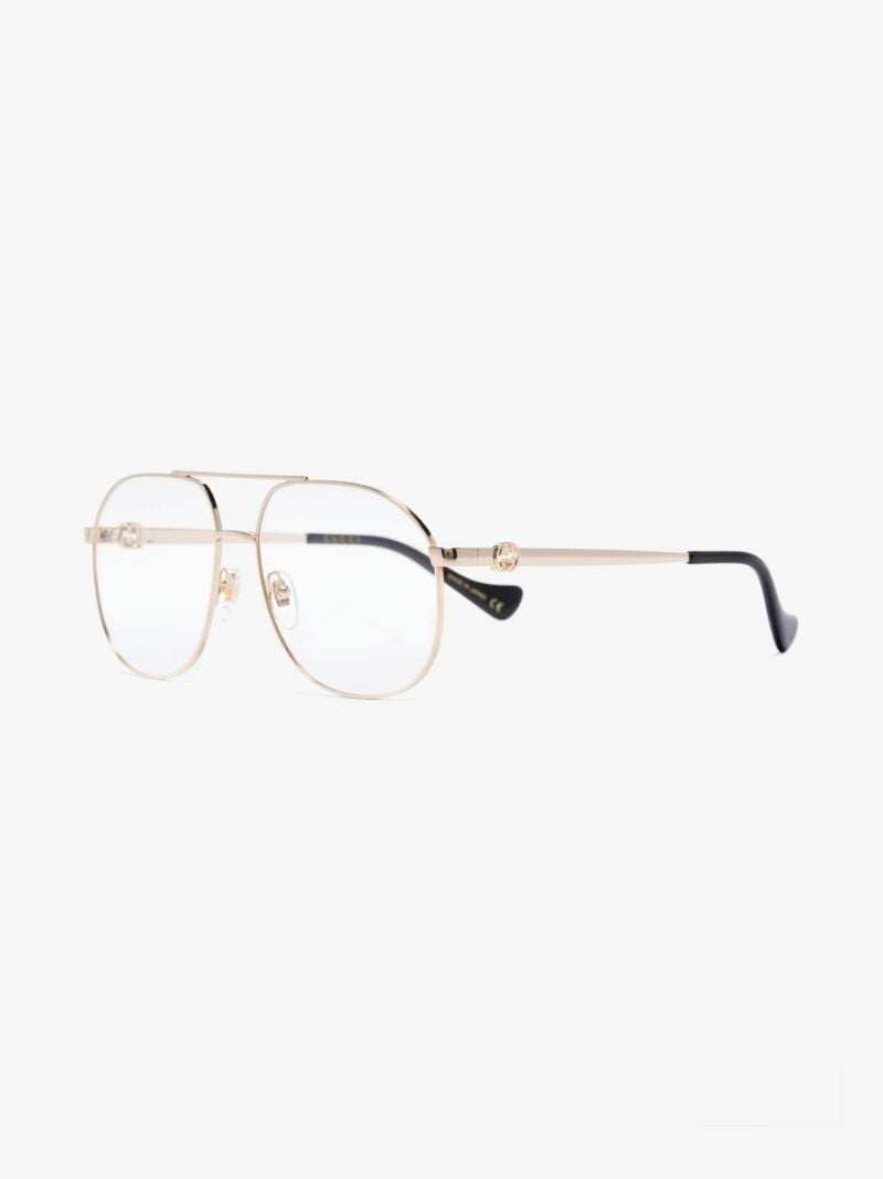 Gold Tone Metal Aviator-style Optical Glasses