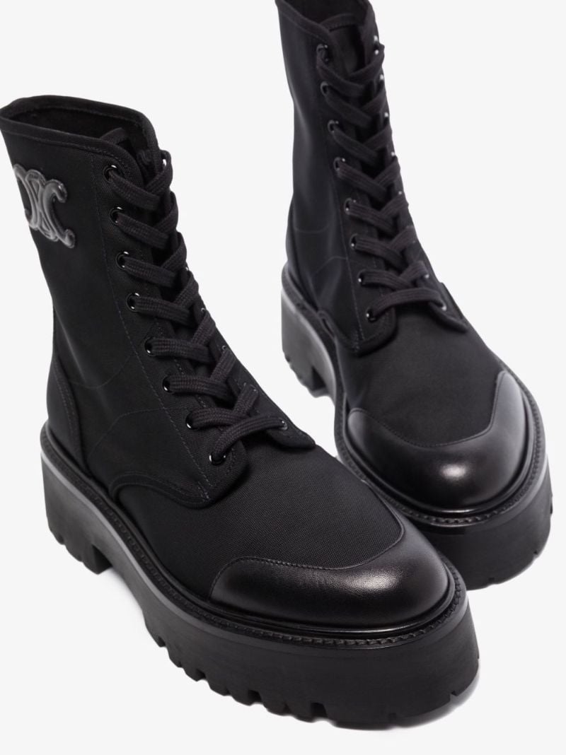 Black Canvas Lace-up Combat Boots