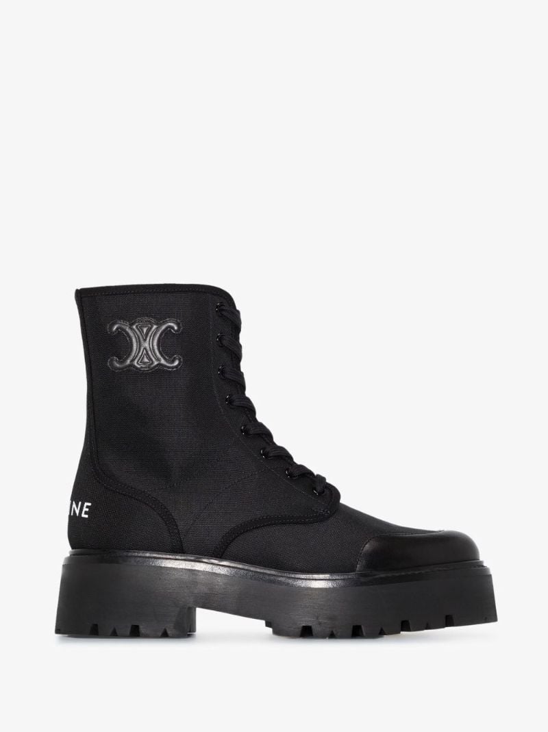 Black Canvas Lace-up Combat Boots