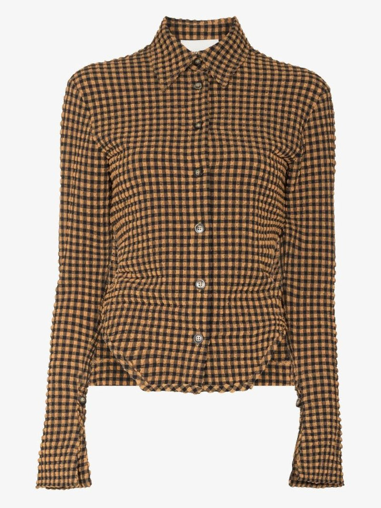 Saro Checked Seersucker Shirt