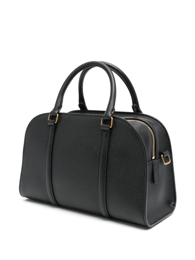 Black Leather Top Handle Bag