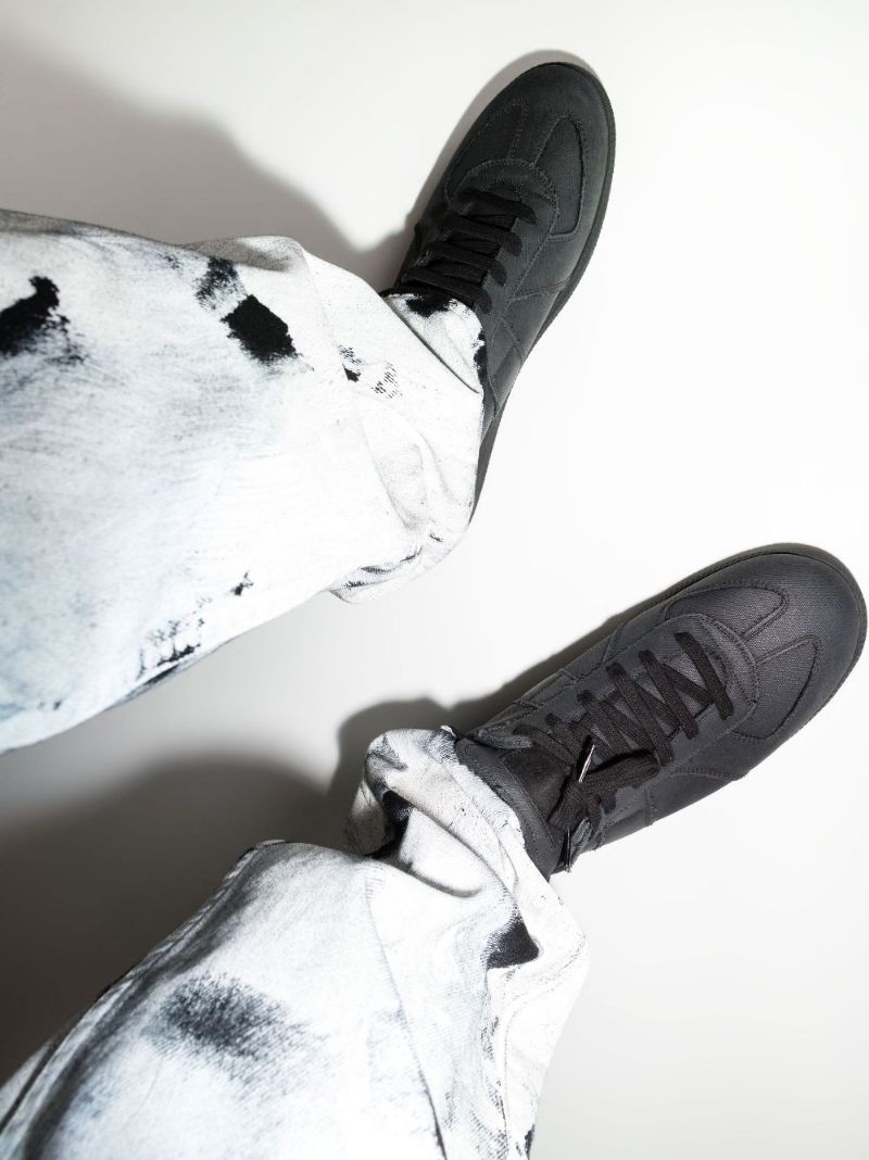 Black Replica Low Top Canvas Sneakers
