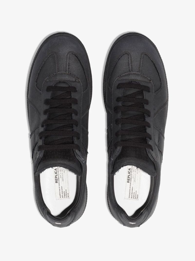 Black Replica Low Top Canvas Sneakers