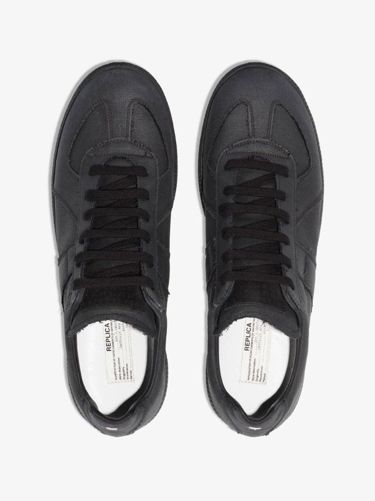 Black Replica Low Top Canvas Sneakers