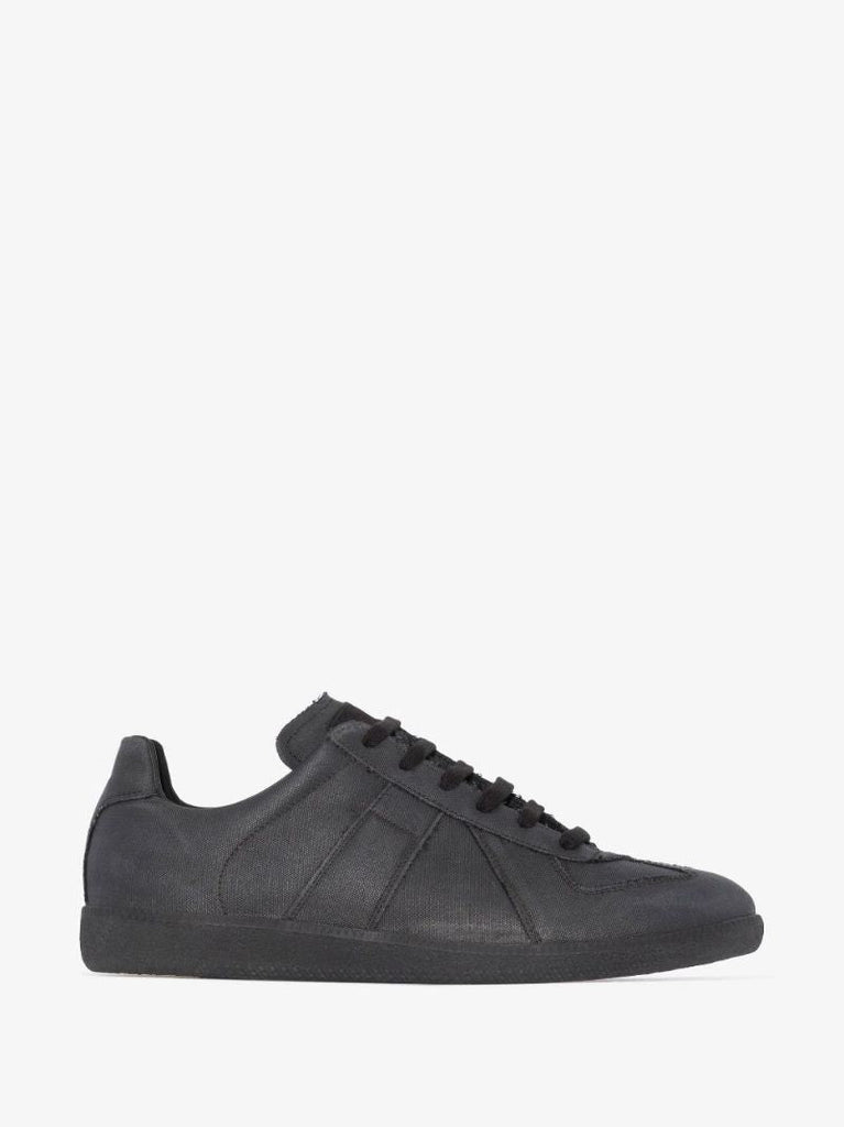 Black Replica Low Top Canvas Sneakers