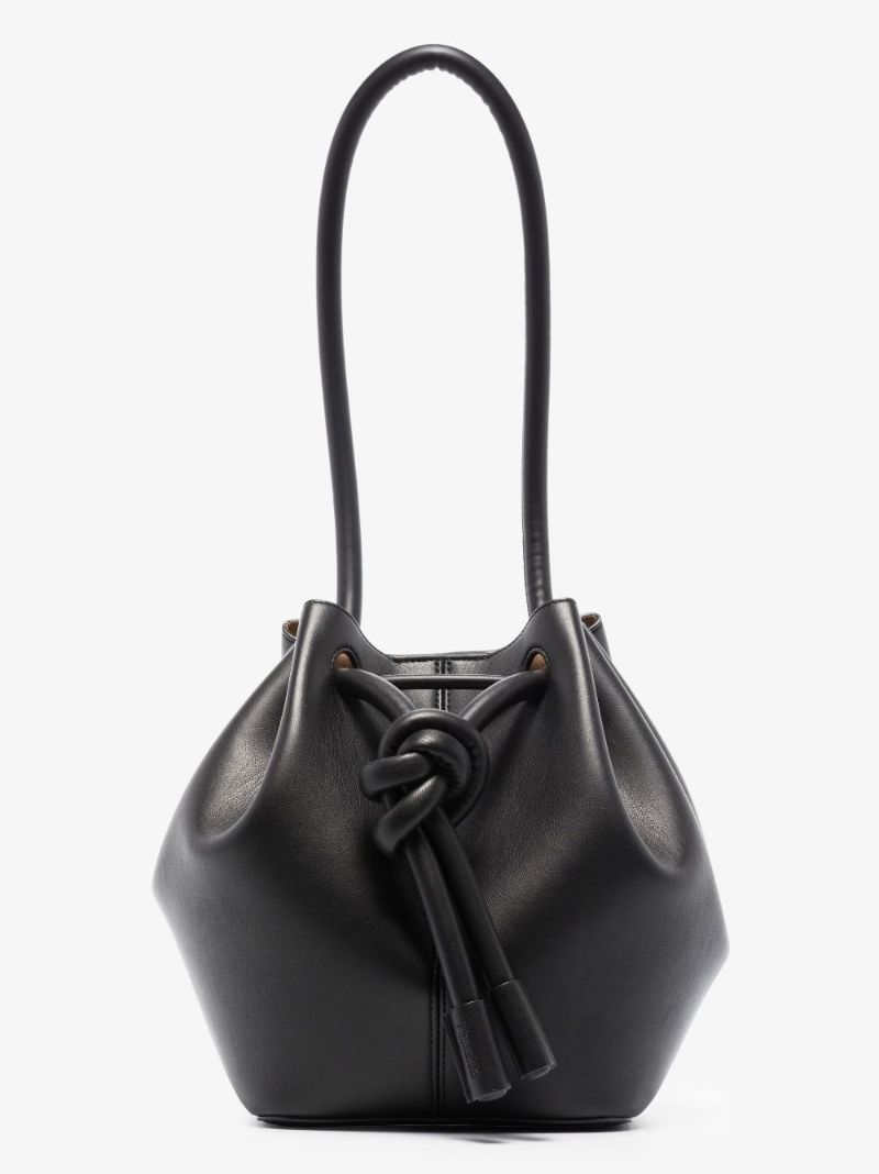 Black Elongated Knot Detail Bucket Bag
