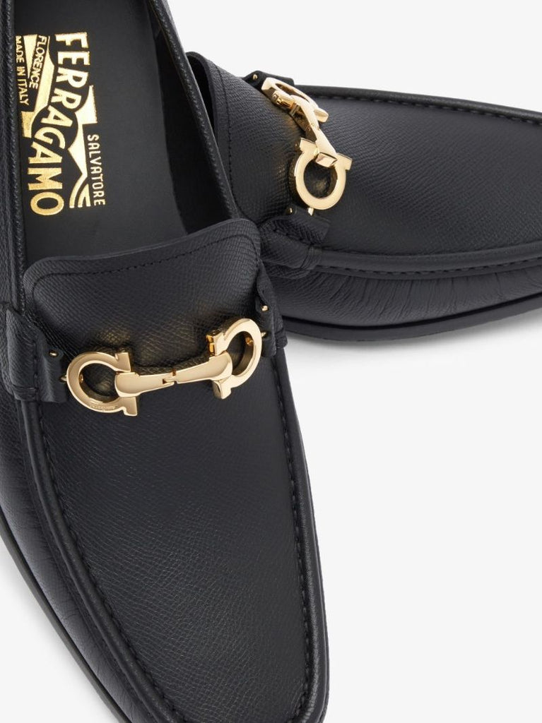 Black Chris Gancini Leather Loafers