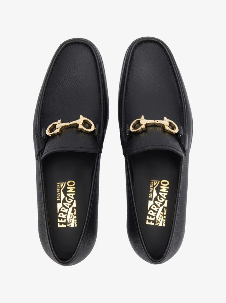 Black Chris Gancini Leather Loafers