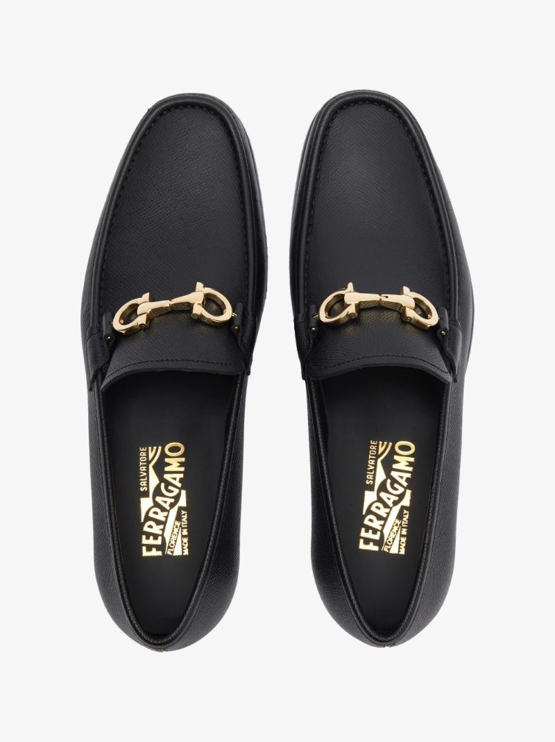 Black Chris Gancini Leather Loafers