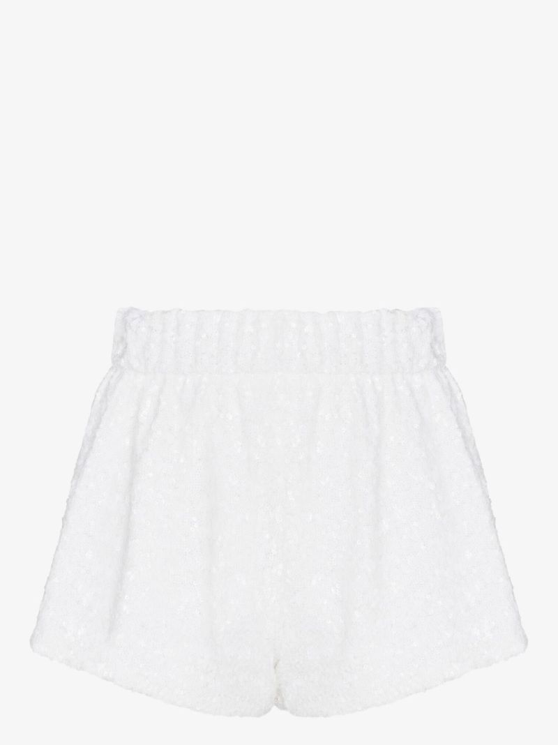 White Sequin Embellished Shorts