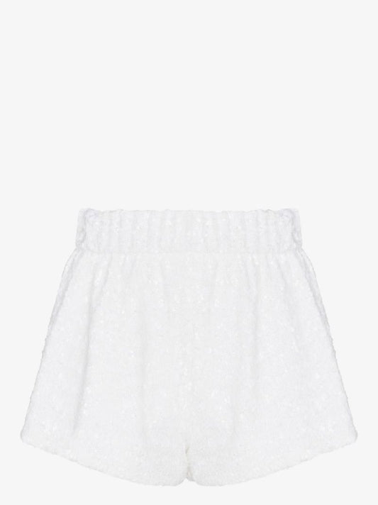 White Sequin Embellished Shorts
