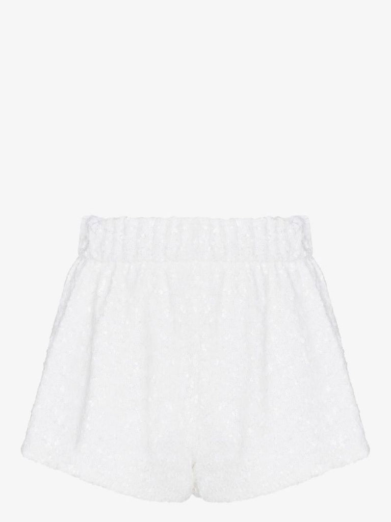 White Sequin Embellished Shorts