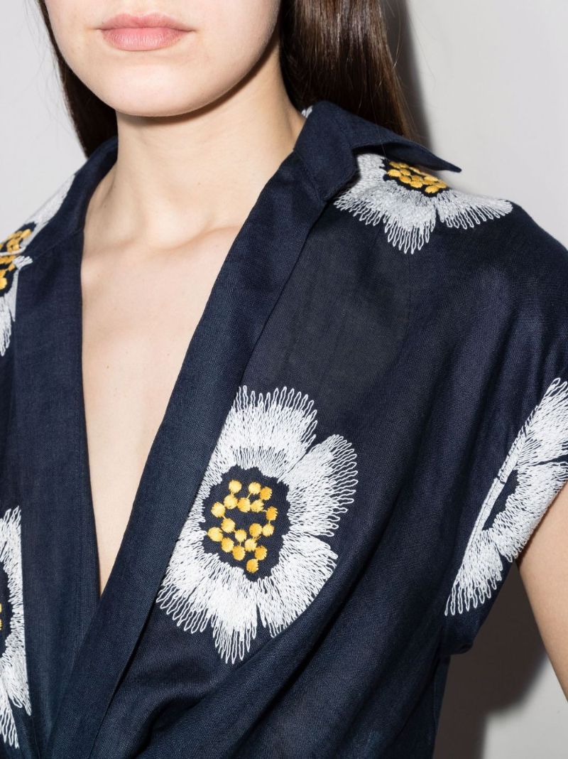 Paloma Floral Print Linen Midi Dress