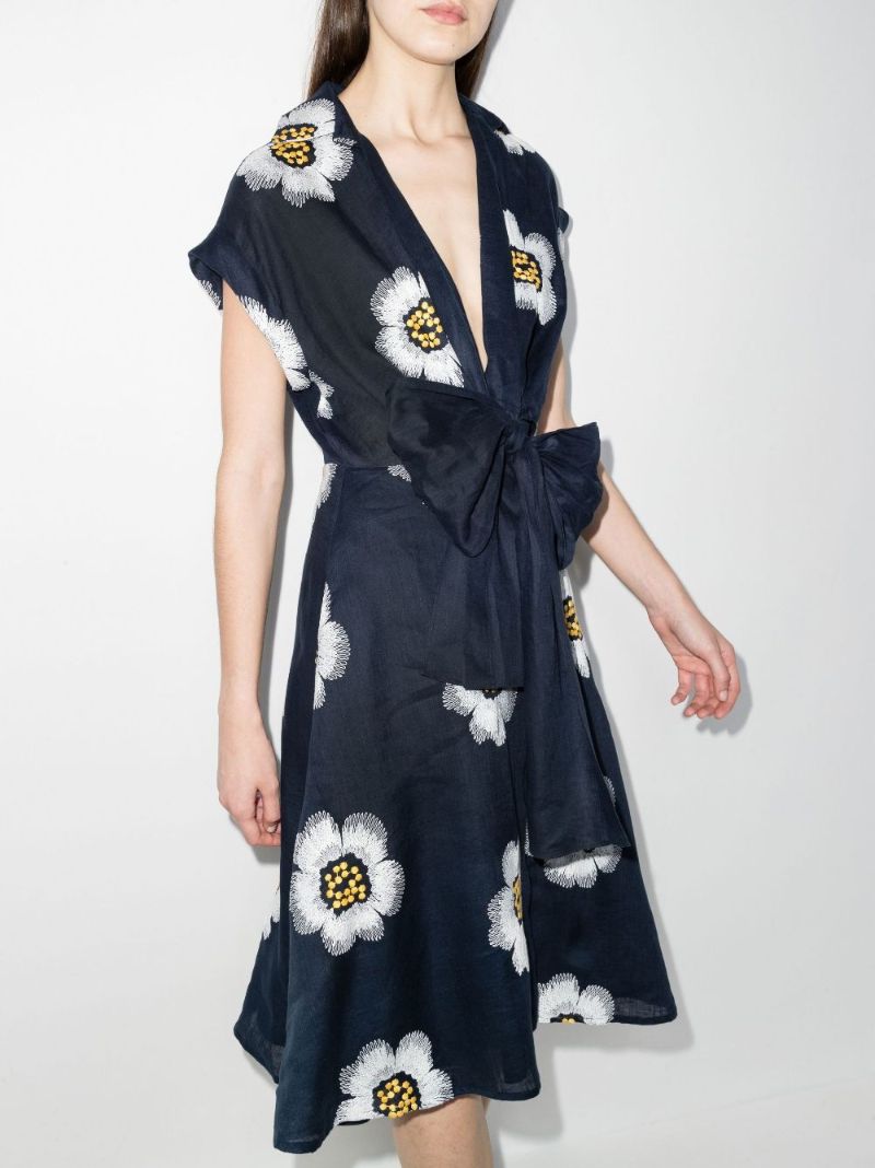 Paloma Floral Print Linen Midi Dress