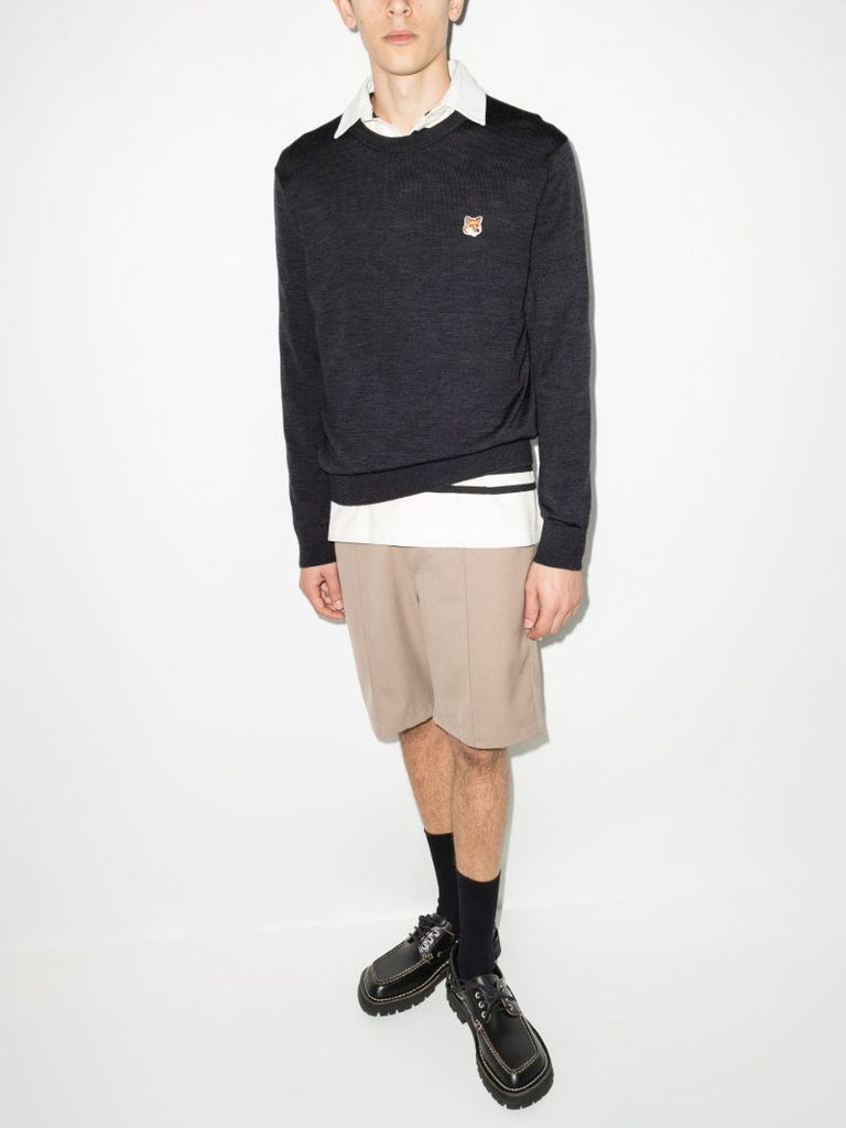 Grey Fox Head Patch Sweater