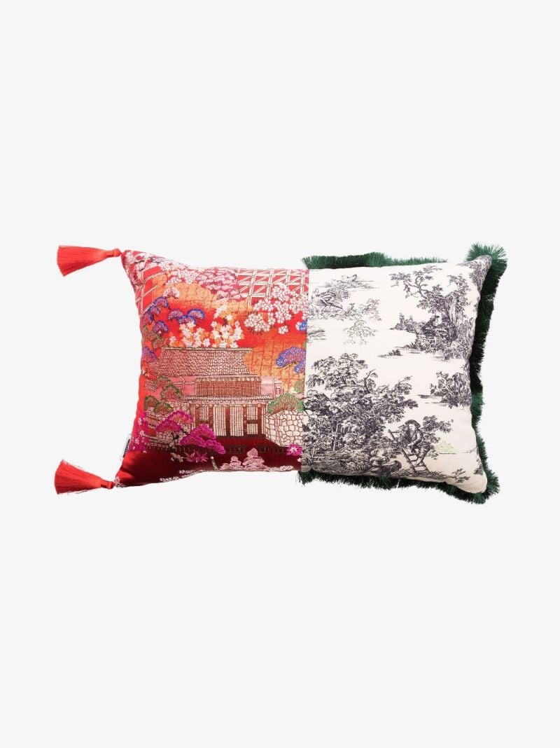 Red and White Hybrid Pirra Panelled Cushion