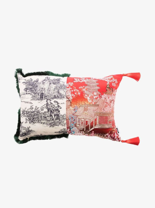 Red and White Hybrid Pirra Panelled Cushion