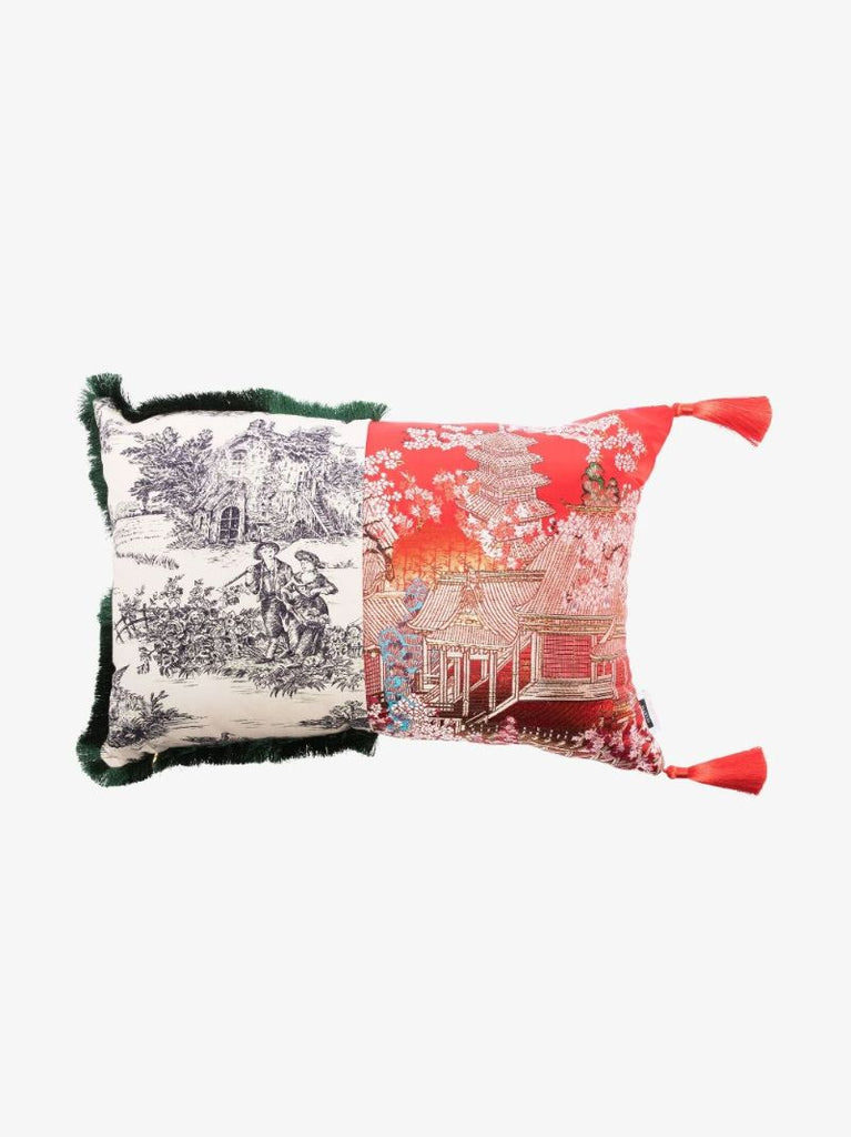 Red and White Hybrid Pirra Panelled Cushion