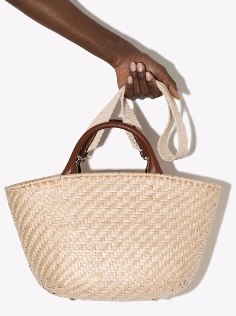 Neutral Amy Wicker Tote Bag