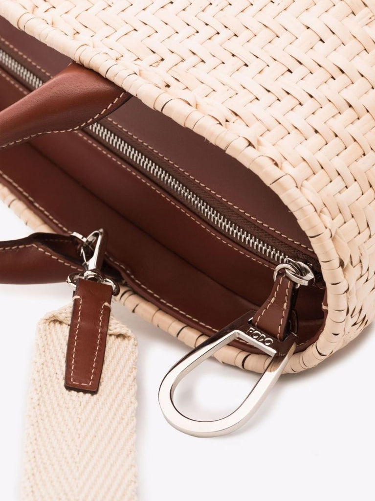 Neutral Amy Wicker Tote Bag