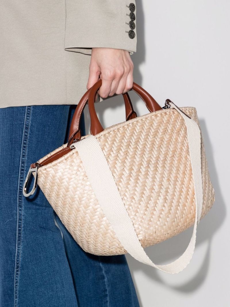 Neutral Amy Wicker Tote Bag