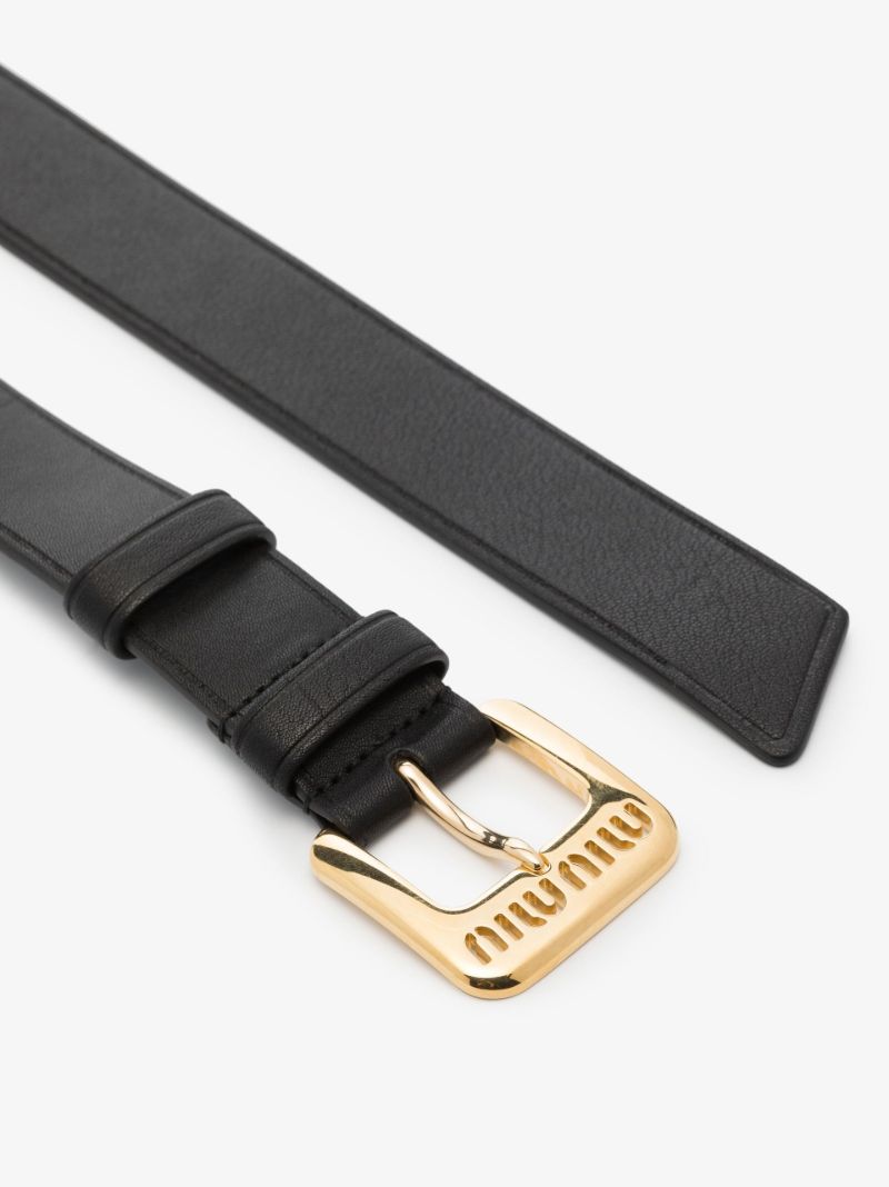 Black Logo Leather Belt